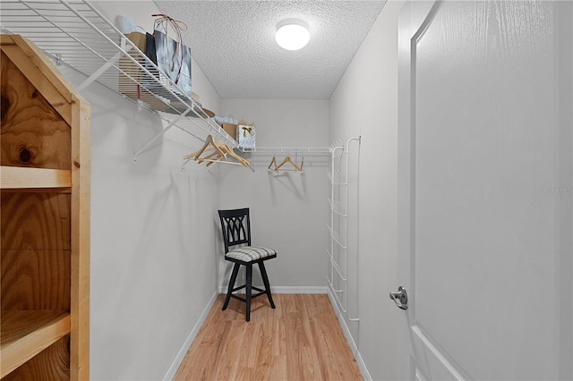 spacious closet with light wood-style flooring