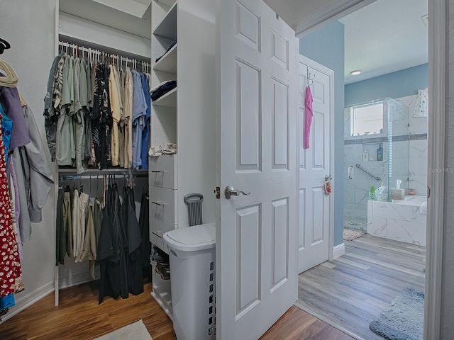 spacious closet featuring hardwood / wood-style floors