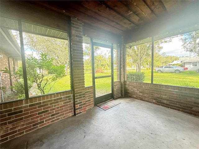 view of unfurnished sunroom