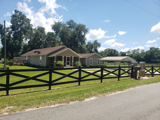 view of front of home with a front lawn