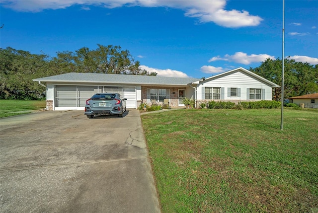 ranch-style house with a front lawn