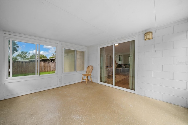 view of unfurnished sunroom