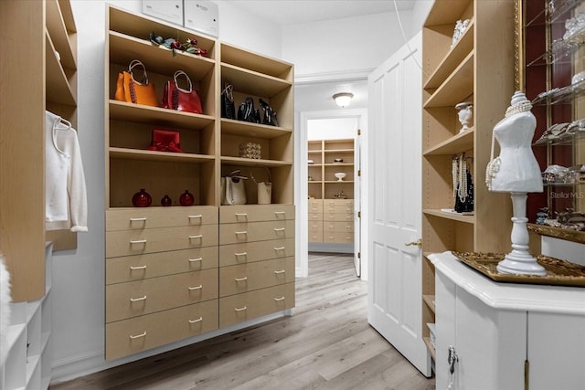 walk in closet featuring light wood-type flooring