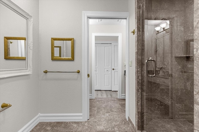17601 Sawgrass Run, Tavares, FL 32778 - bathroom with a stall shower and baseboards
