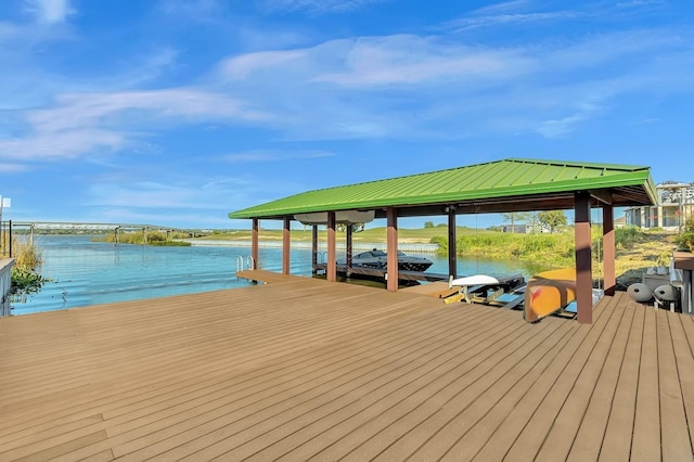 view of dock featuring a water view