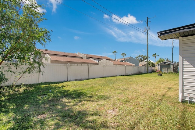 view of yard featuring a fenced backyard