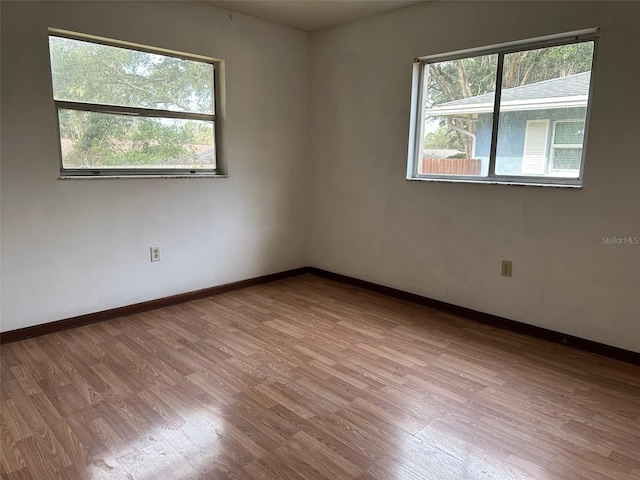 unfurnished room featuring light hardwood / wood-style flooring and a wealth of natural light