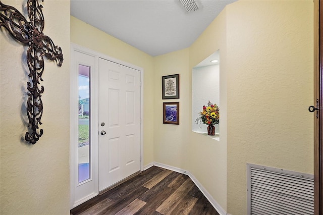 foyer entrance featuring dark wood-type flooring