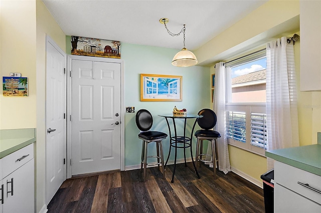 dining space featuring dark hardwood / wood-style floors