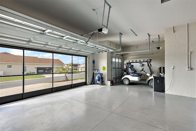 garage with a garage door opener