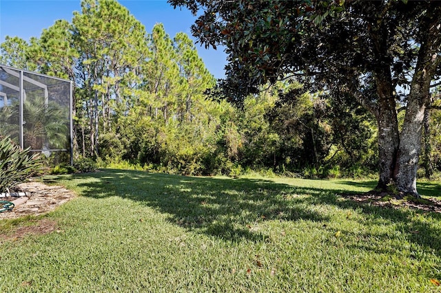 view of yard with a lanai