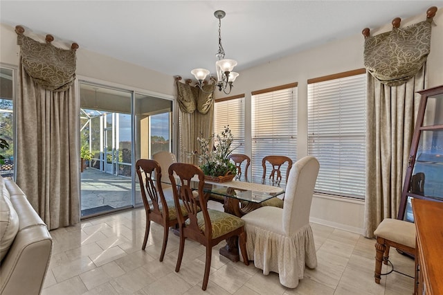 dining room featuring an inviting chandelier