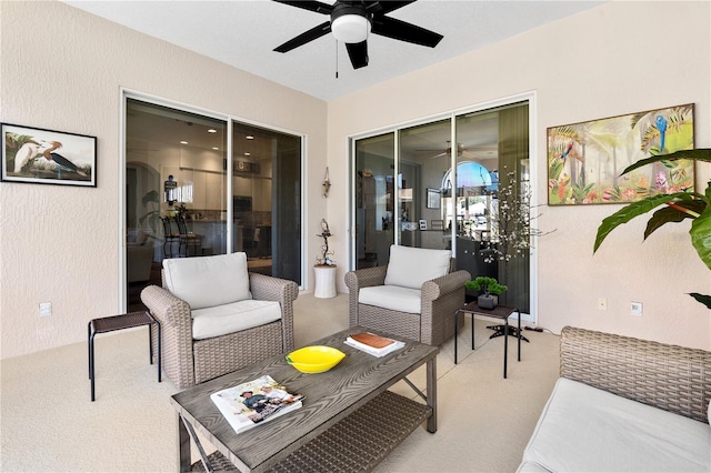 view of patio / terrace featuring outdoor lounge area and ceiling fan