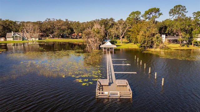 view of dock featuring a water view