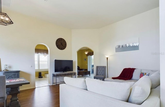 living room featuring hardwood / wood-style floors