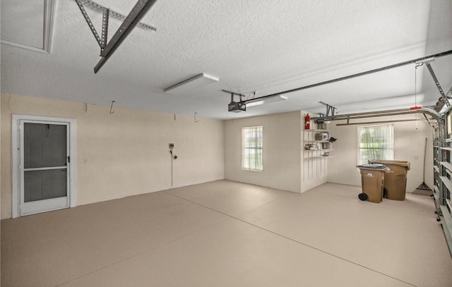 garage with a garage door opener