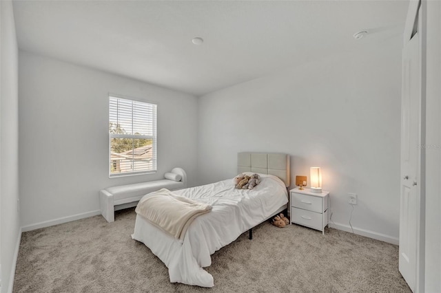 carpeted bedroom featuring a closet