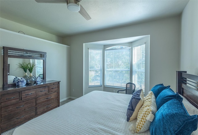 bedroom featuring ceiling fan