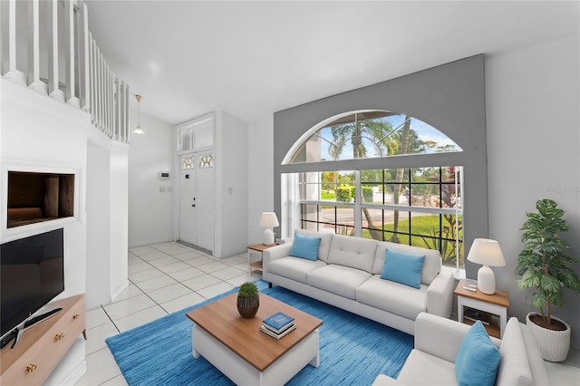 view of tiled living room