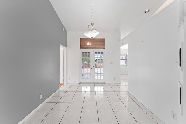 foyer featuring french doors