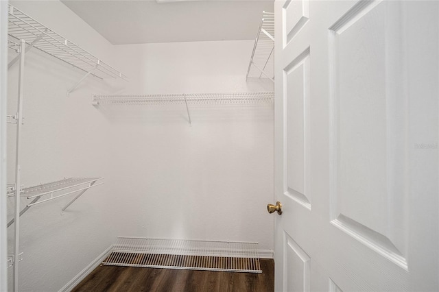 walk in closet featuring dark hardwood / wood-style flooring