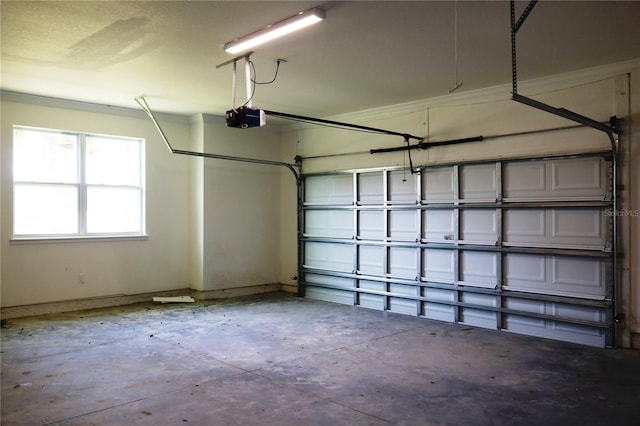 garage with a garage door opener