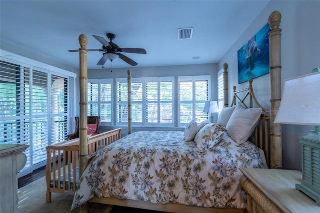 bedroom featuring ceiling fan