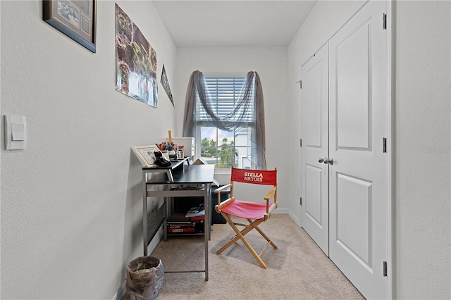 view of carpeted home office