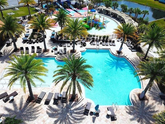 view of pool featuring a patio area