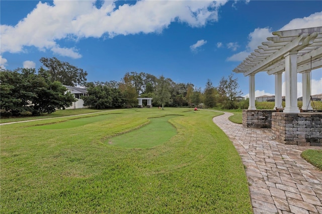 view of yard with a pergola