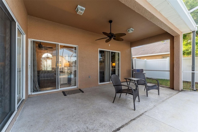 view of patio with ceiling fan