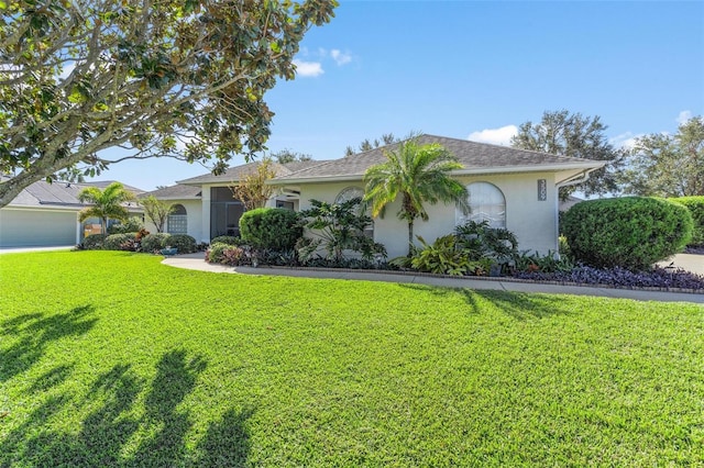 ranch-style home with a front yard