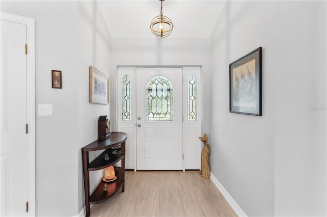 entrance foyer with light wood-type flooring