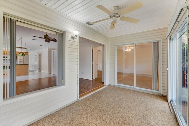 view of unfurnished sunroom