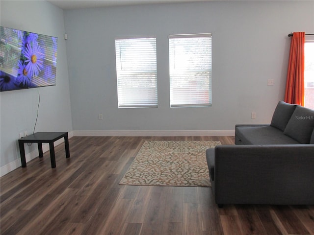 sitting room featuring dark hardwood / wood-style floors