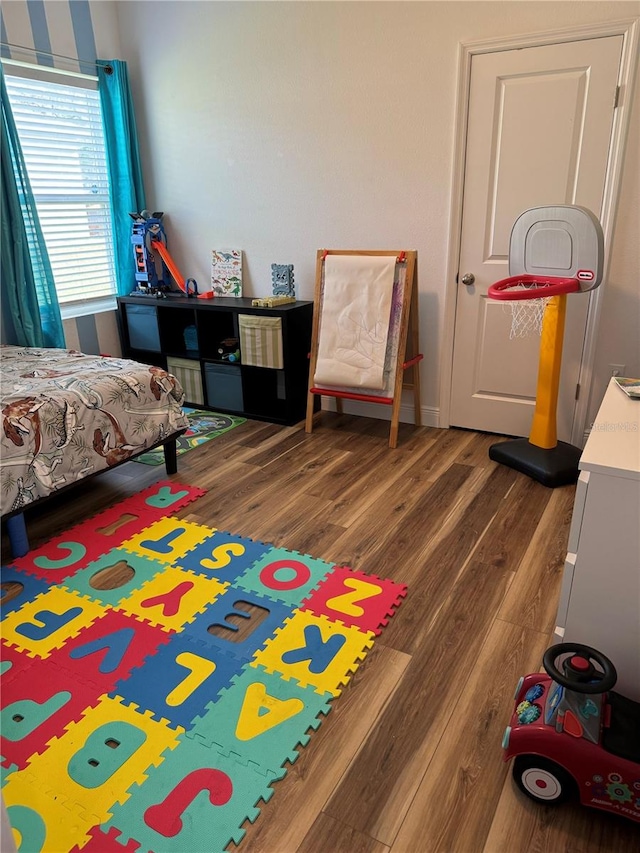 bedroom featuring dark wood-type flooring