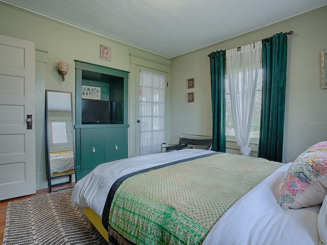 bedroom with hardwood / wood-style flooring