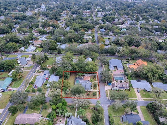 351 W 10th Ave, Mount Dora, FL 32757 - aerial perspective of suburban area featuring property boundaries highlighted