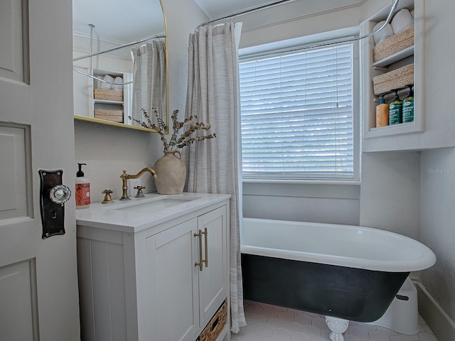 bathroom featuring vanity and tile patterned floors