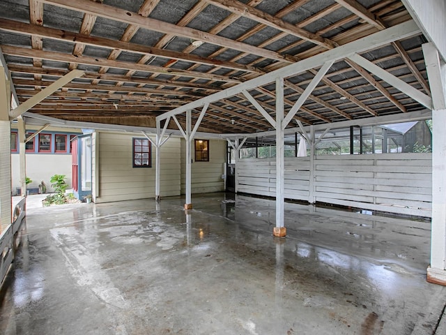 garage with wooden walls