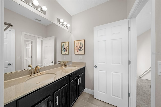 bathroom featuring vanity and tile patterned floors