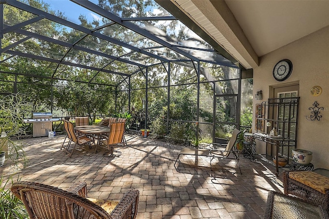 view of patio / terrace with glass enclosure