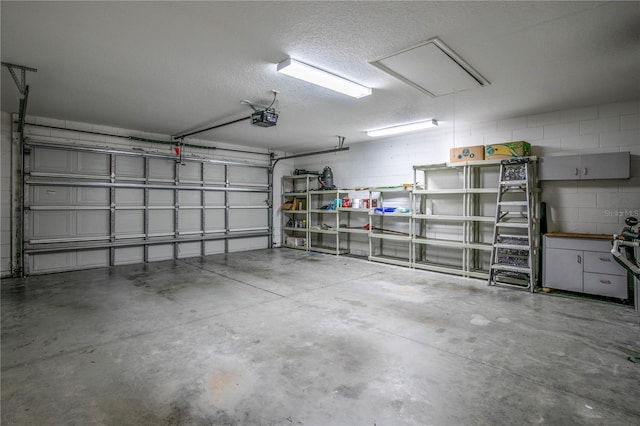 garage with a garage door opener