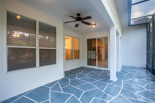 view of patio / terrace featuring ceiling fan