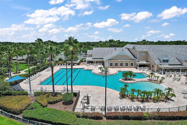 view of swimming pool with a patio