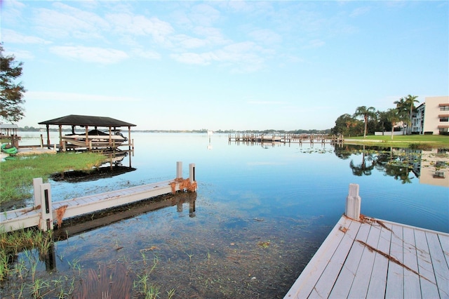 view of dock featuring a water view