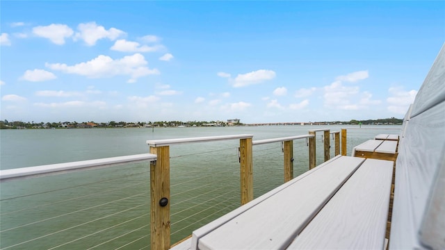 view of dock featuring a water view