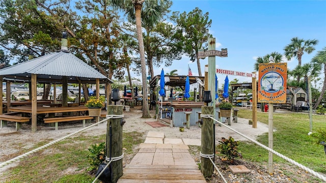 view of dock with a gazebo