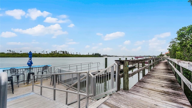 view of dock featuring a water view