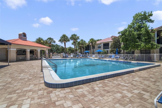 view of pool featuring a patio area